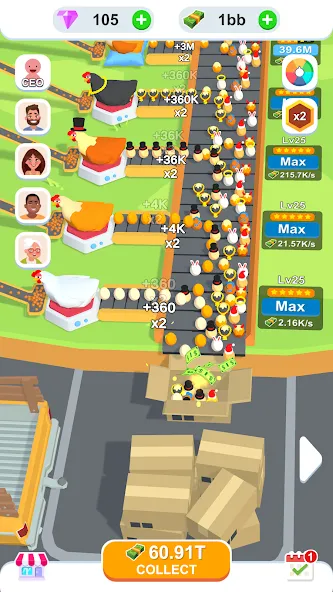 Idle Egg Factory [МОД: Все открыто, Дополнительные деньги и Меню MOD] Screenshot 2