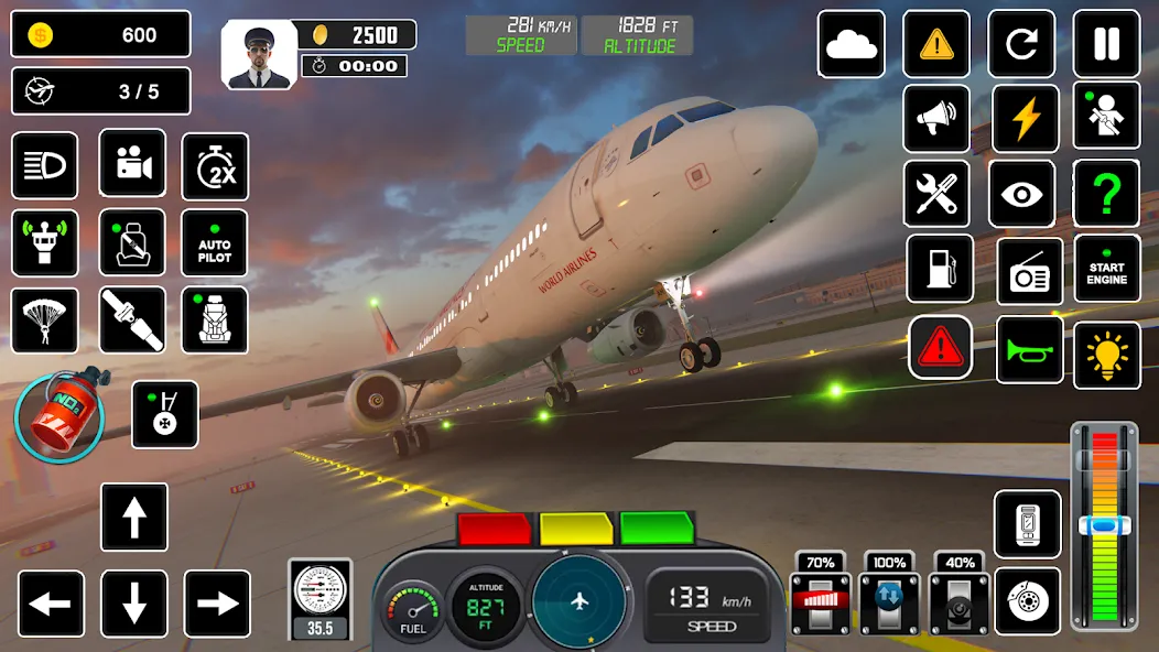 Pilot Flight Simulator Games [МОД: Меню, Бесконечные монеты и Открытые уровни] Screenshot 1
