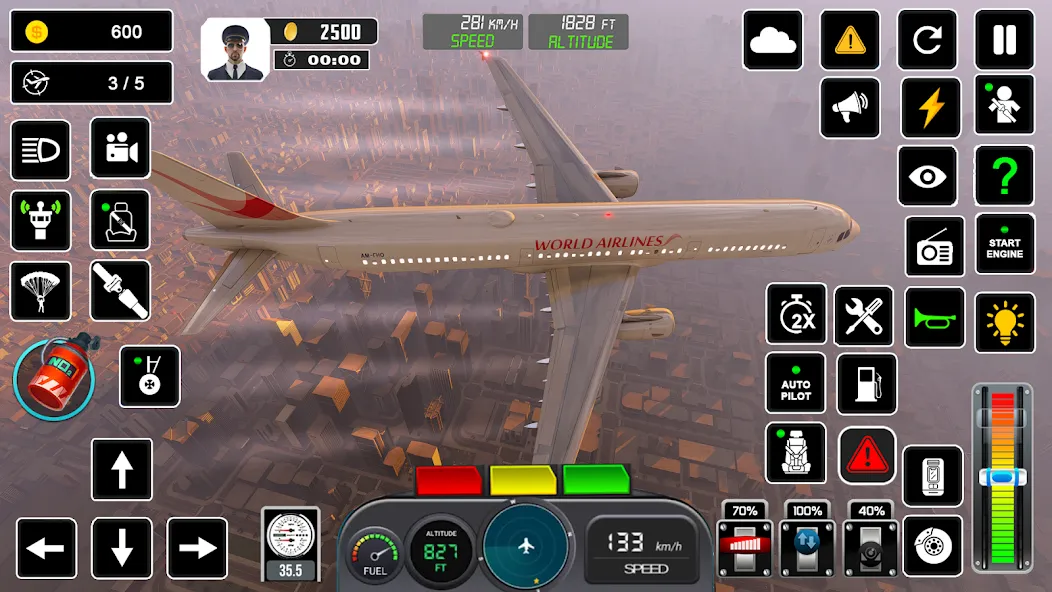 Pilot Flight Simulator Games [МОД: Меню, Бесконечные монеты и Открытые уровни] Screenshot 2