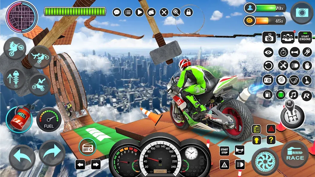 Mega Ramp Bike Stunts Games 3D [МОД: Бесконечные деньги, Монеты и Мега MOD] Screenshot 2