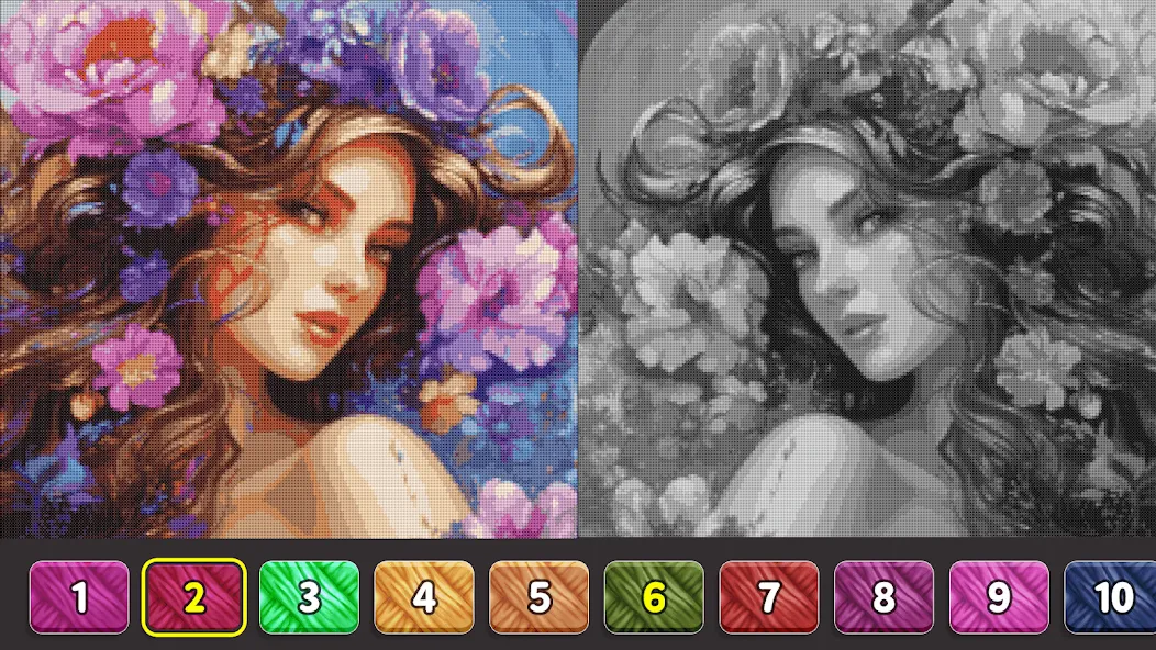 Cross Stitch: Color by Number [МОД: Меню, Бесконечные монеты и Открытые уровни] Screenshot 1