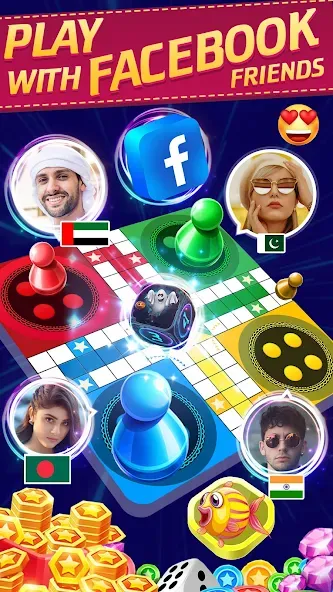 Online Ludo Game Multiplayer (Лудо Мастер Лудо Дайс Кинг) [МОД: Деньги, Монеты и Меню MOD] Screenshot 1