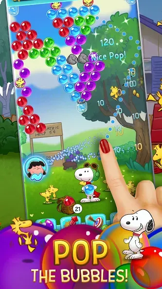 Bubble Shooter - Snoopy POP! (Бабл шутер) [МОД: Много монет, Открытые уровни и Мега MOD] Screenshot 1