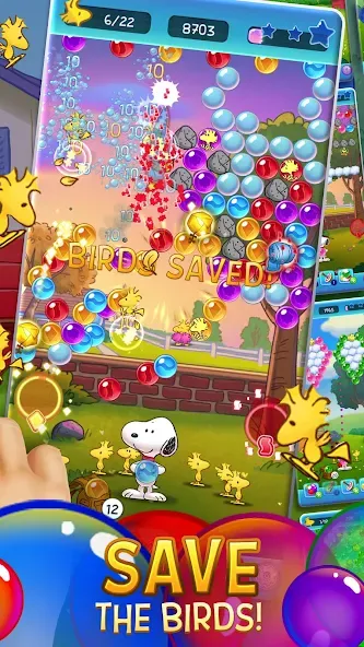 Bubble Shooter - Snoopy POP! (Бабл шутер) [МОД: Много монет, Открытые уровни и Мега MOD] Screenshot 2