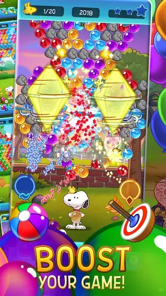 Bubble Shooter - Snoopy POP! (Бабл шутер) [МОД: Много монет, Открытые уровни и Мега MOD] Screenshot 4