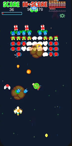 Galaxiga Retro Arcade Action (Галаксига Ретро Аркейд Экшн) [МОД: Много монет, Открытые уровни и Мега MOD] Screenshot 2