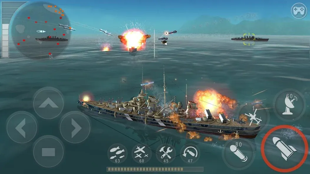 WARSHIP BATTLE:3D World War II [МОД: Бесконечные деньги, Монеты и Мега MOD] Screenshot 1