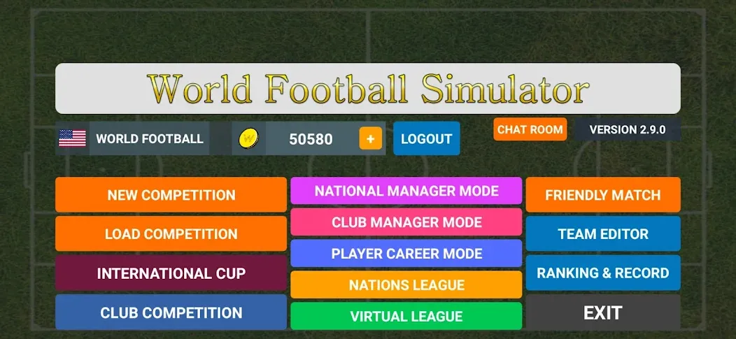 World Football Simulator (Мировой Футбольный Симулятор) [МОД: Много денег, Монет и Все открыто] Screenshot 1