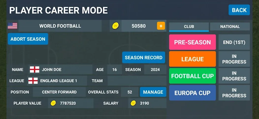 World Football Simulator (Мировой Футбольный Симулятор) [МОД: Много денег, Монет и Все открыто] Screenshot 5