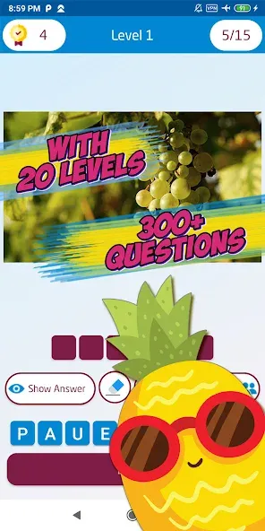Guess the fruit name game [МОД: Меню, Бесконечные монеты и Открытые уровни] Screenshot 3