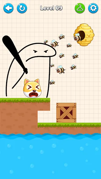 Draw to Save - Save the Dog [МОД: Много монет, Открытые уровни и Мега MOD] Screenshot 1