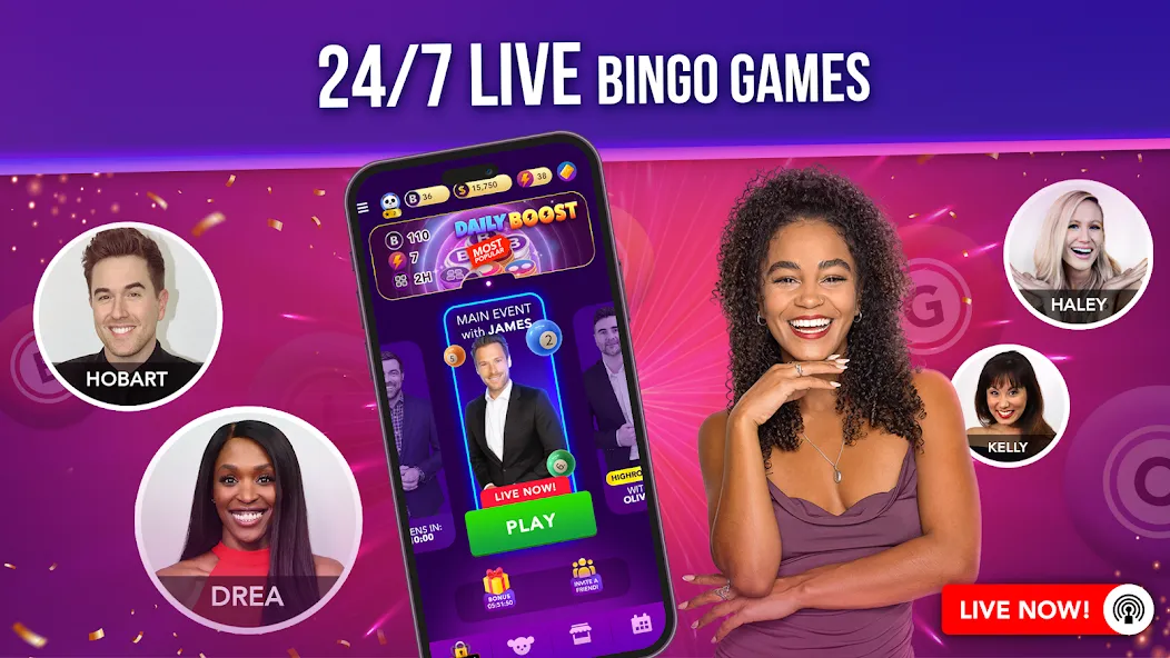 Live Play Bingo: Real Hosts (Лайв Плей Бинго) [МОД: Много денег, Монет и Все открыто] Screenshot 3