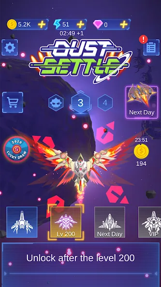 Dust Settle 3D - Galaxy Attack (Даст Сеттл 3Д) [МОД: Бесконечные деньги, Монеты и Мега MOD] Screenshot 1