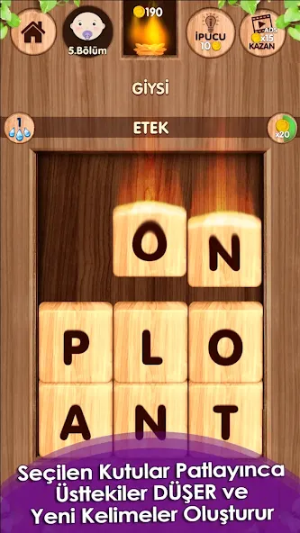 Düşen! Kelime Oyunu [МОД: Меню, Бесконечные монеты и Открытые уровни] Screenshot 2