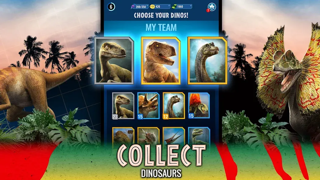 Jurassic World Alive (Джурассик Ворлд) [МОД: Меню, Бесконечные монеты и Открытые уровни] Screenshot 4