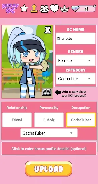 Rate My OC (Рейт Май ОК) [МОД: Деньги, Монеты и Меню MOD] Screenshot 2