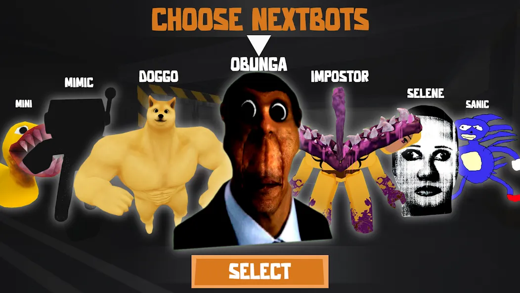 Nextbots: Obunga Chase Rooms (Некстботс) [МОД: Все открыто, Дополнительные деньги и Меню MOD] Screenshot 1