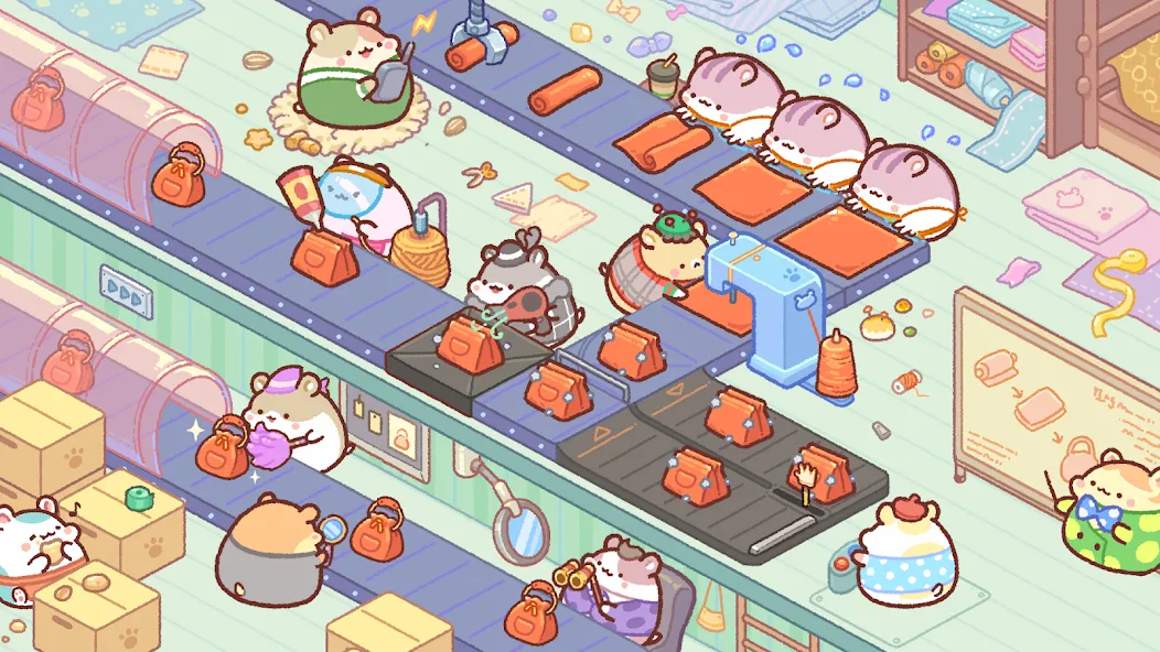 Hamster Bag Factory : Tycoon (Хэмстер сумка фабрика) [МОД: Деньги, Монеты и Меню MOD] Screenshot 2
