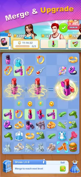 Merge Lover: Story & Makeover (Мердж Ловер) [МОД: Много денег, Монет и Все открыто] Screenshot 4