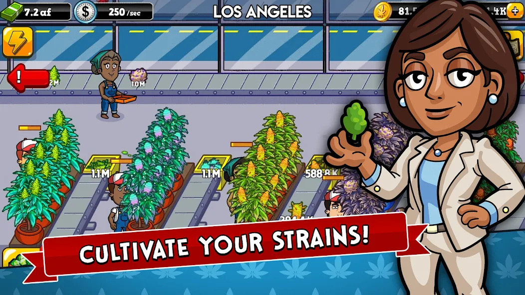 Weed Inc: Idle Tycoon (Уид Инк) [МОД: Меню, Бесконечные монеты и Открытые уровни] Screenshot 1