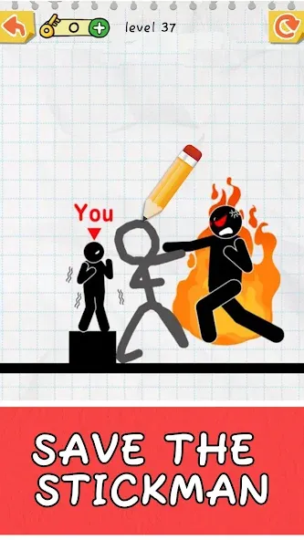 Draw 2 Save: Stickman Puzzle (Дроу 2 Сэйв) [МОД: Меню, Бесконечные монеты и Открытые уровни] Screenshot 2
