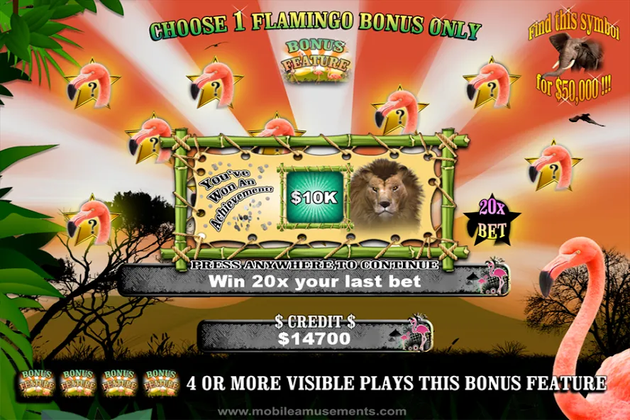 Flamingo Safari Slots (Фламинго Сафари Слоты) [МОД: Все открыто, Дополнительные деньги и Меню MOD] Screenshot 2