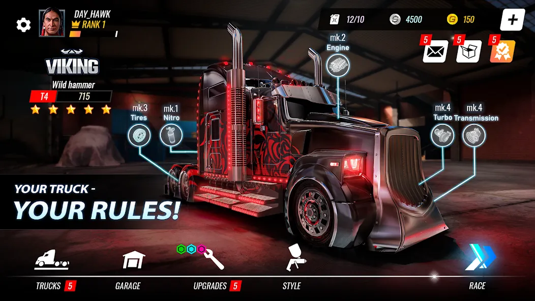 Big Rig Racing: Drag racing (Биг Риг Рейсинг) [МОД: Бесконечные деньги, Монеты и Мега MOD] Screenshot 1