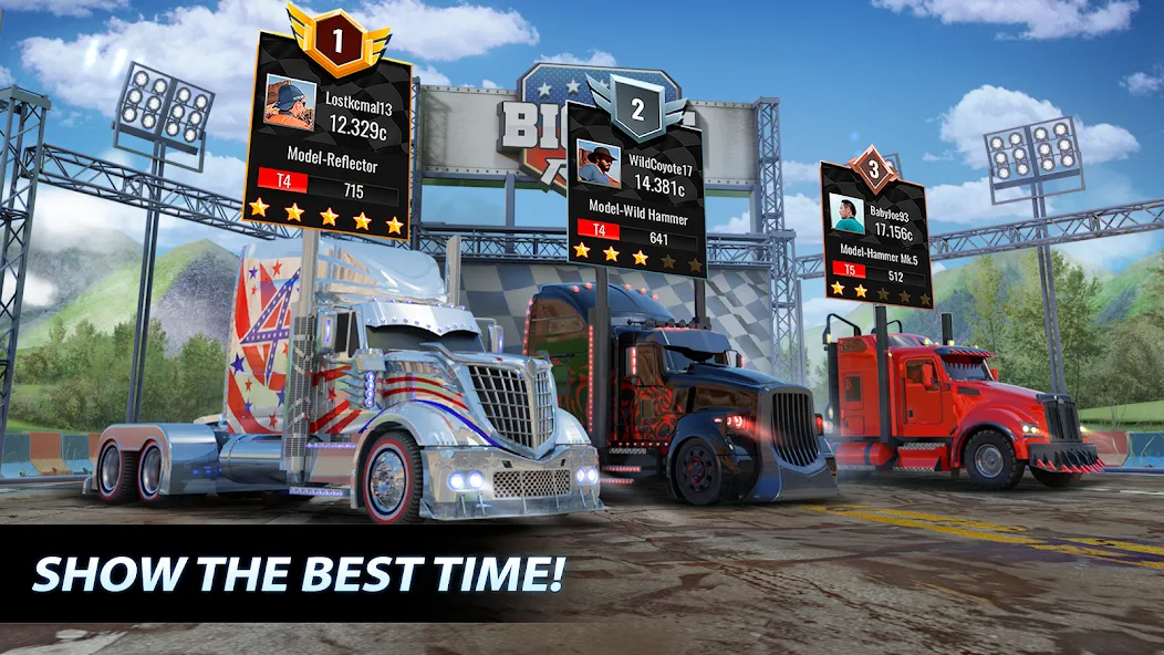 Big Rig Racing: Drag racing (Биг Риг Рейсинг) [МОД: Бесконечные деньги, Монеты и Мега MOD] Screenshot 3