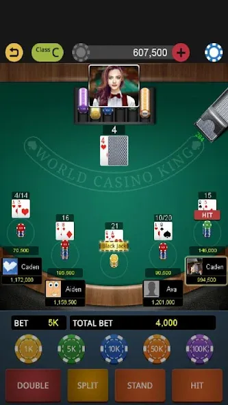 World Blackjack King [МОД: Все открыто, Дополнительные деньги и Меню MOD] Screenshot 1