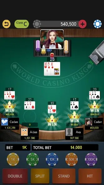 World Blackjack King [МОД: Все открыто, Дополнительные деньги и Меню MOD] Screenshot 2