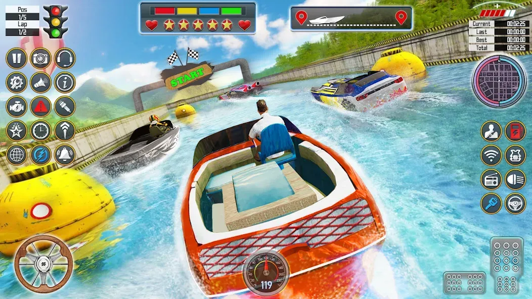 Speed Boat Racing: Boat games [МОД: Много монет, Открытые уровни и Мега MOD] Screenshot 1