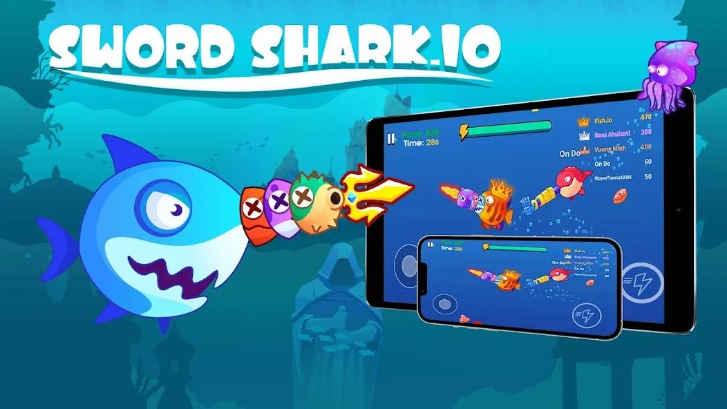 Sword Shark.io - Hungry Shark [МОД: Бесконечные деньги, Монеты и Мега MOD] Screenshot 1