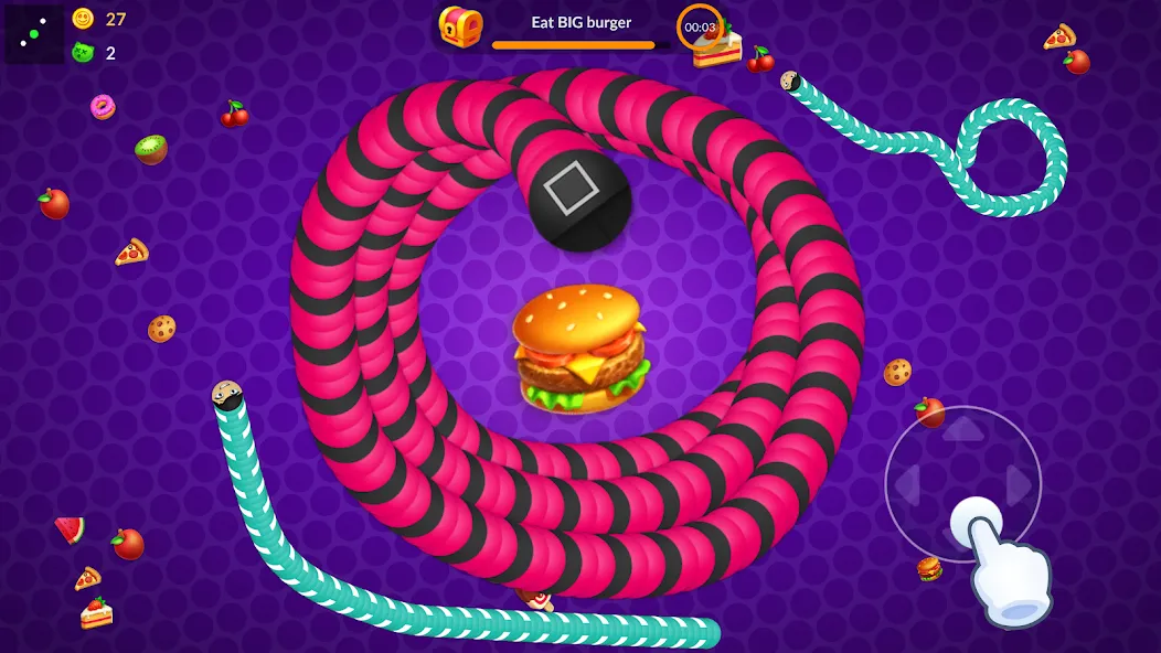 Snake vs Worms: Fun .io Zone [МОД: Много монет, Открытые уровни и Мега MOD] Screenshot 1