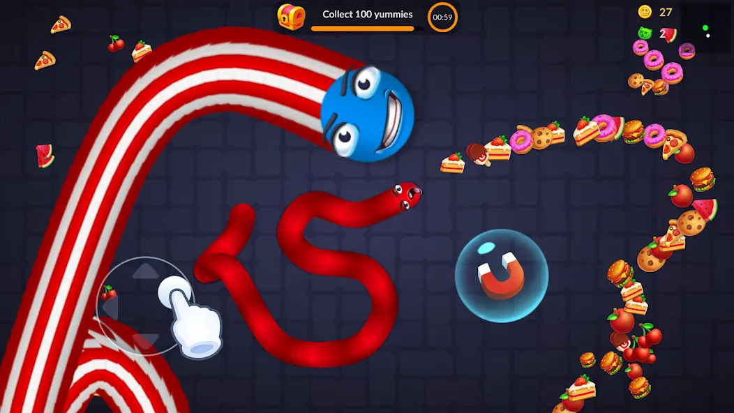 Snake vs Worms: Fun .io Zone [МОД: Много монет, Открытые уровни и Мега MOD] Screenshot 3