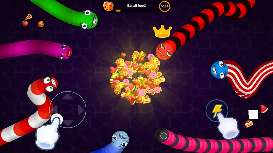 Snake vs Worms: Fun .io Zone [МОД: Много монет, Открытые уровни и Мега MOD] Screenshot 4