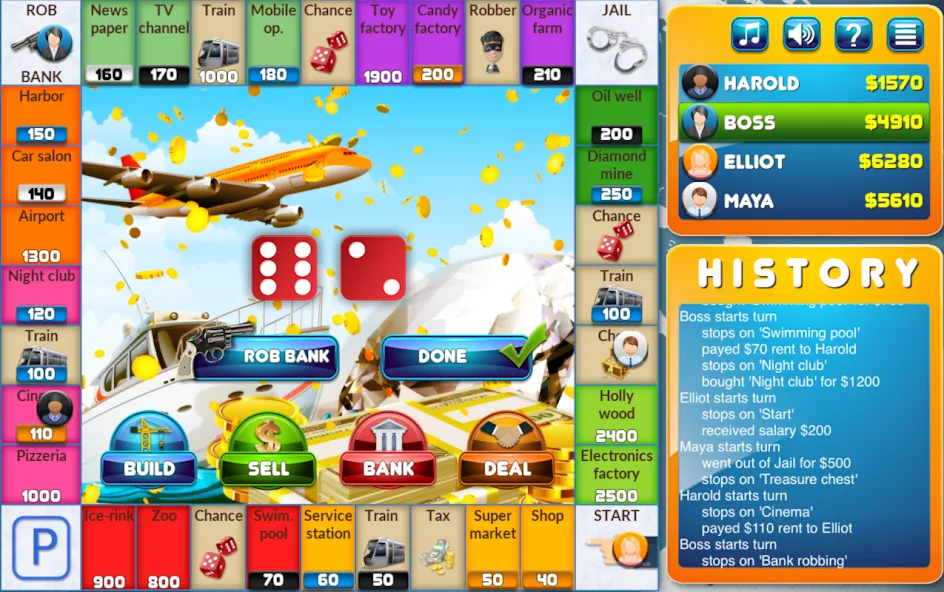 CrazyPoly - Business Dice Game (КрейзиПоли) [МОД: Меню, Бесконечные монеты и Открытые уровни] Screenshot 1