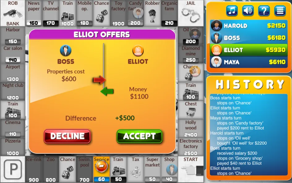 CrazyPoly - Business Dice Game (КрейзиПоли) [МОД: Меню, Бесконечные монеты и Открытые уровни] Screenshot 5