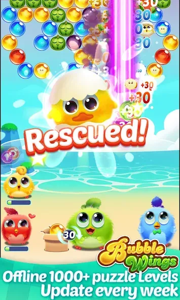 Bubble Wings: bubble shooter (Бабл Вингс) [МОД: Много денег, Монет и Все открыто] Screenshot 1