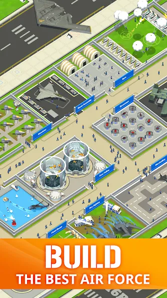 Idle Air Force Base (Айдл Эйр Форс Базе) [МОД: Меню, Бесконечные монеты и Открытые уровни] Screenshot 1