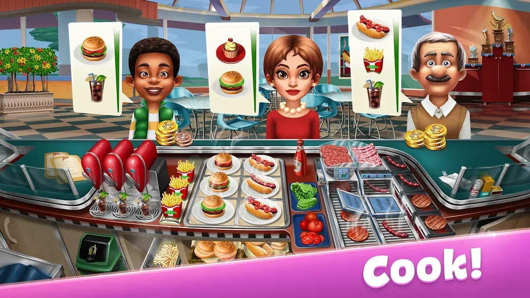 Cooking Fever: Restaurant Game [МОД: Все открыто, Дополнительные деньги и Меню MOD] Screenshot 1