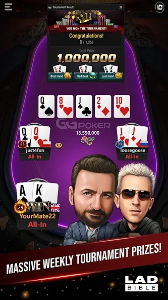 GGPoker UK - Real Online Poker (Покер Великобритания) [МОД: Меню, Бесконечные монеты и Открытые уровни] Screenshot 1