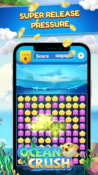 Ocean Crush-Matching Games (Оушен Краш) [МОД: Все открыто, Дополнительные деньги и Меню MOD] Screenshot 5