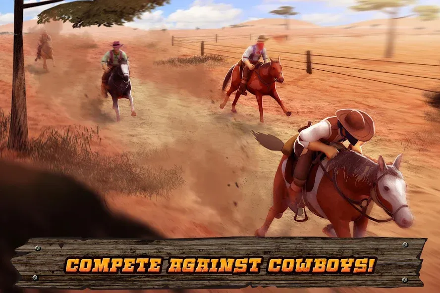 Cowboys Horse Racing Derby [МОД: Меню, Бесконечные монеты и Открытые уровни] Screenshot 3