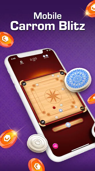 Carrom Blitz: Win Rewards (Карром Блиц) [МОД: Меню, Бесконечные монеты и Открытые уровни] Screenshot 1