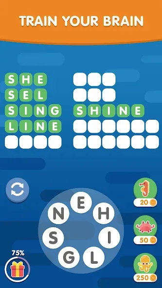 Word Search Sea: Word Puzzle [МОД: Меню, Бесконечные монеты и Открытые уровни] Screenshot 5