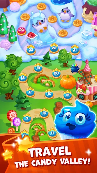 Candy Valley - Match 3 Puzzle [МОД: Бесконечные деньги, Монеты и Мега MOD] Screenshot 1