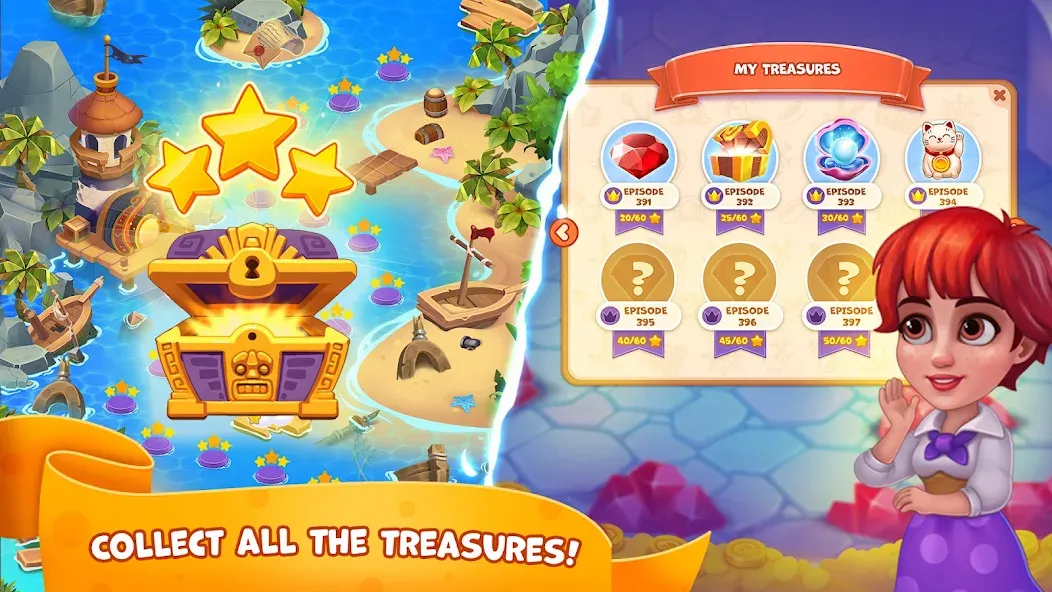 Pirate Treasures: Jewel & Gems [МОД: Много денег, Монет и Все открыто] Screenshot 4