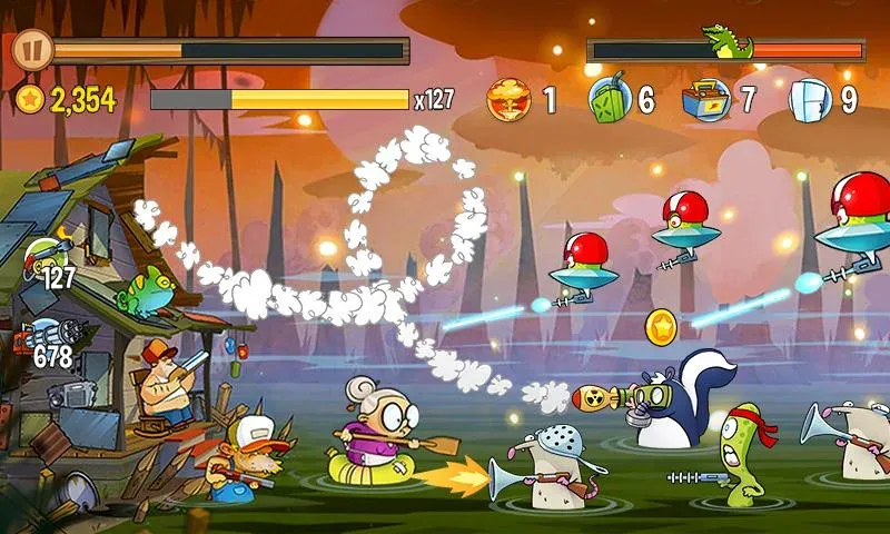 Swamp Attack (Свомп Аттак) [МОД: Меню, Бесконечные монеты и Открытые уровни] Screenshot 3