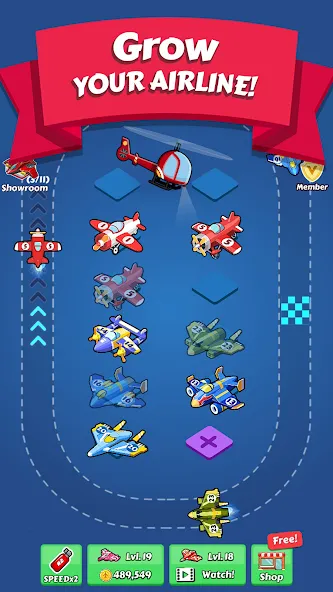 Merge Planes Idle Plane Game (Мерж Плейнс Импайр) [МОД: Все открыто, Дополнительные деньги и Меню MOD] Screenshot 1