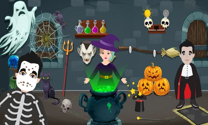 Pretend Play Halloween Party (Претендуй на Хэллоуинскую вечеринку) [МОД: Все открыто, Дополнительные деньги и Меню MOD] Screenshot 1